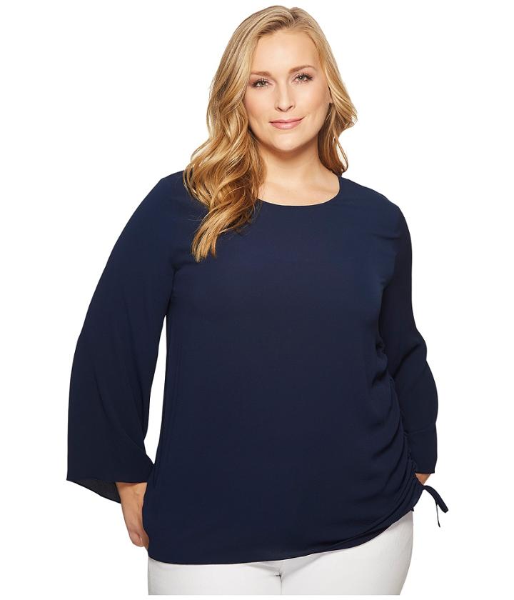 Vince Camuto Specialty Size - Plus Size Bell Sleeve Side Drawstring Soft Texture Blouse