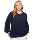 Vince Camuto Specialty Size - Plus Size Bell Sleeve Side Drawstring Soft Texture Blouse