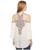 Hale Bob - Catch Heat Lightweight Rayon Dot Woven Cold Shoulder Top