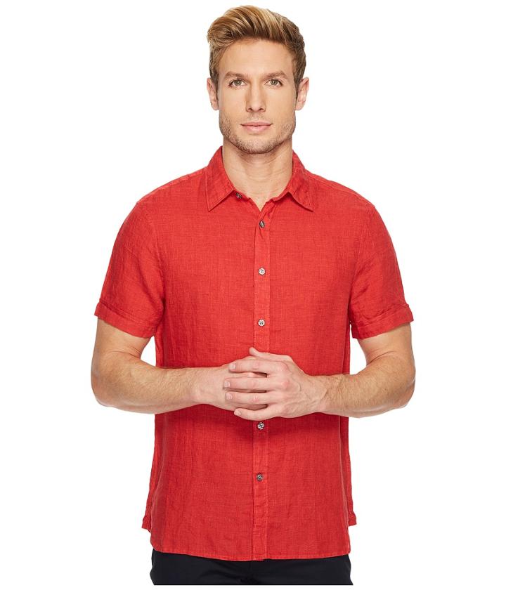 Perry Ellis - Regular Fit Short Sleeve Solid Linen Shirt