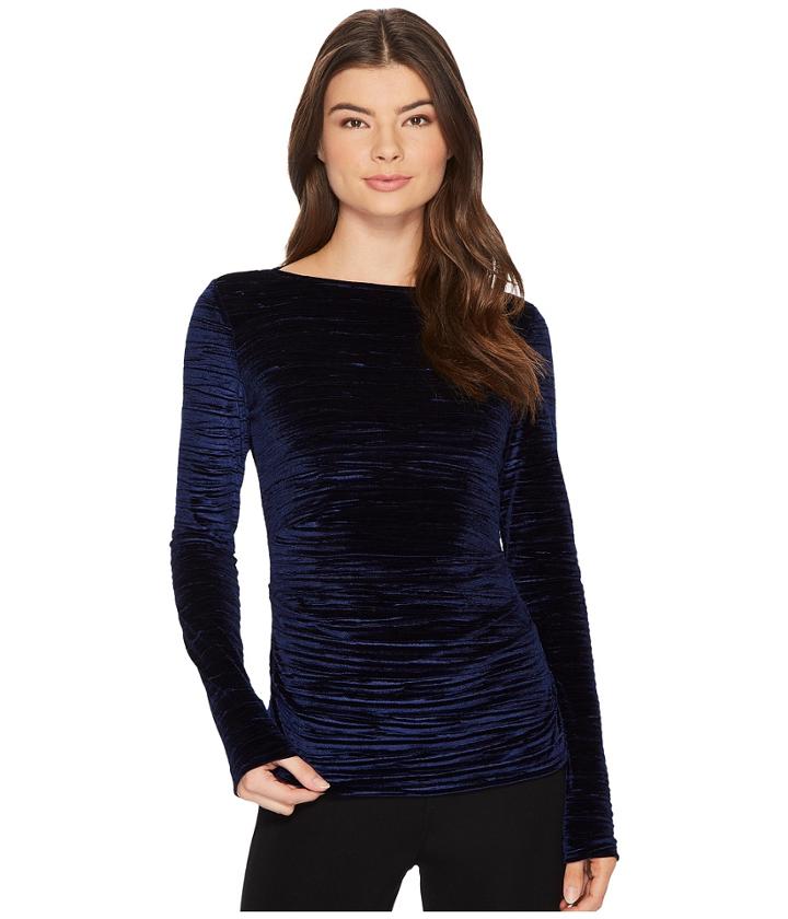 Nicole Miller - Striped Velvet Mesh Back Top