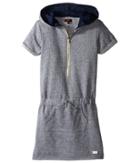 7 For All Mankind Kids - Hooded French Terry Rolled Cap Sleeve Zipper Dress