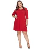Karen Kane Plus - Plus Size 3/4 Sleeve A-line Dress