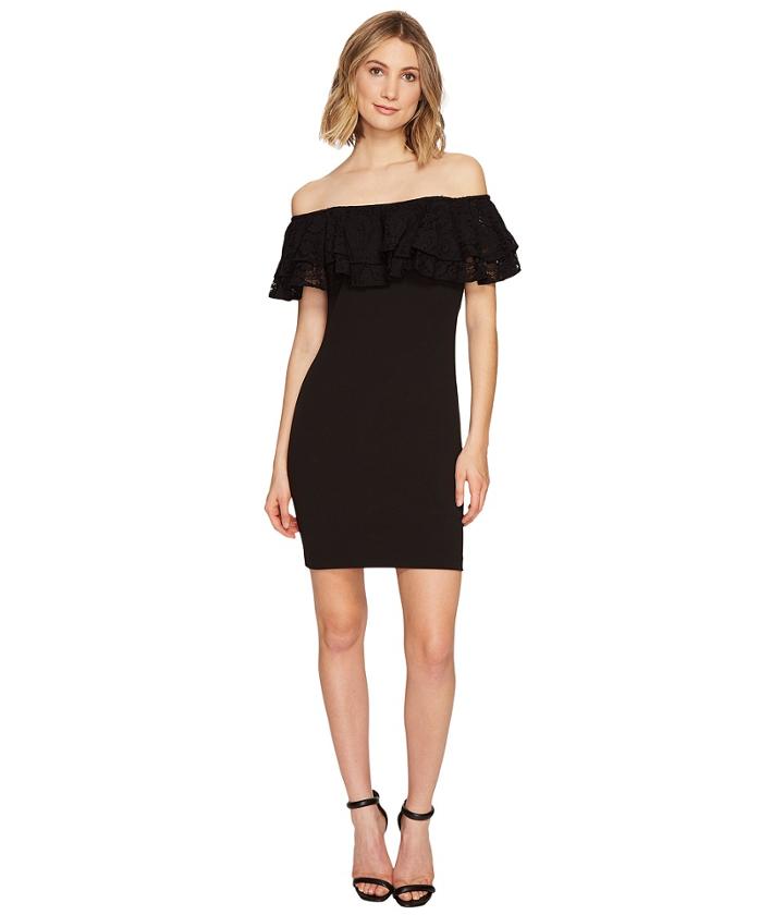 Jessica Simpson - Solid Scuba Ruffle Off The Shoulder Dress