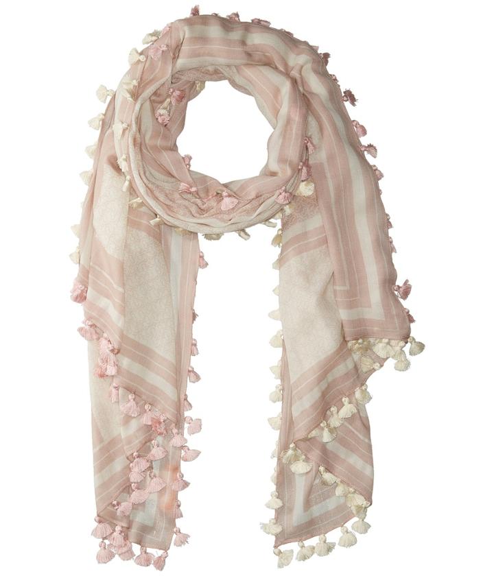 Tory Burch - T Logo Oblong Scarf With Tassels