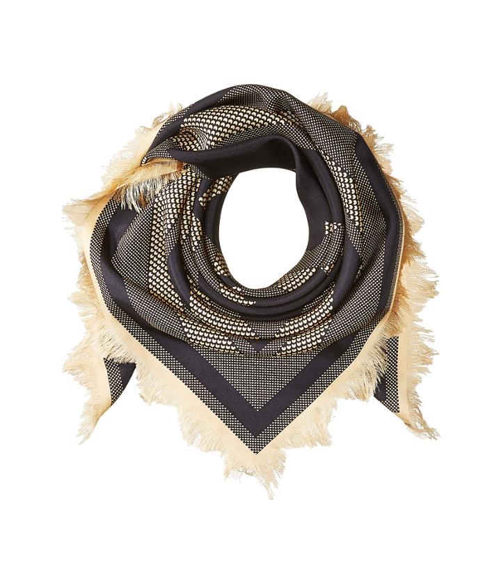 Tory Burch - Jazz Dot Silk Square Scarf With Fringe