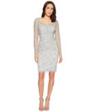 Adrianna Papell - Short Beaded Long Sleeve Dress With Sweetheart Neckline
