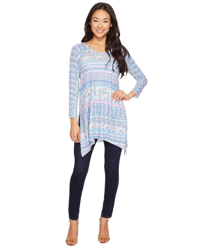 Nally &amp; Millie - Printed Tile Stripes Three-quarter Sleeve Tunic