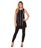 Calvin Klein - Short Sleeve Chiffon Tunic W/ Piping