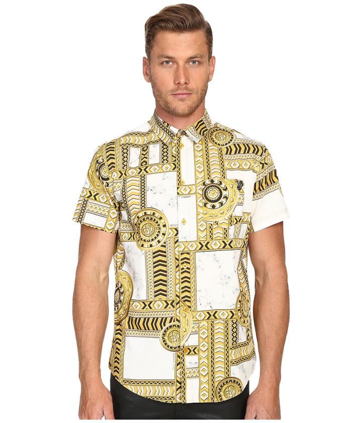 Versace Jeans - Marbled Kaleidoscope Print Short Sleeve Button Up