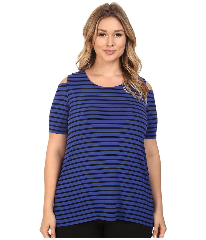 Vince Camuto Plus - Plus Size Stripe Pulse Cold-shoulder Top