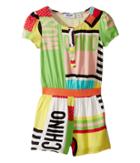 Moschino Kids - Short Sleeve All Over Print Logo Romper