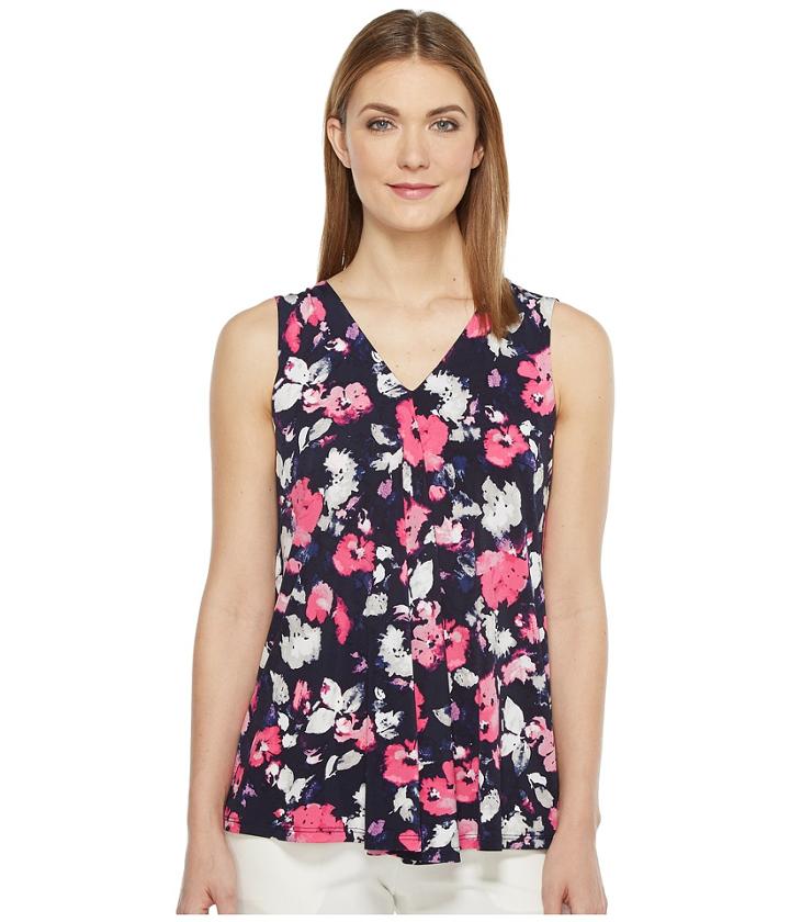 Ellen Tracy - V-neck Folded Hem Shell