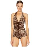 Dolce &amp; Gabbana - Cheetah Tie Neck Maillot Swim One-piece