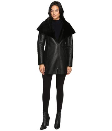 Cole Haan - Hooded Shearling Car Coat