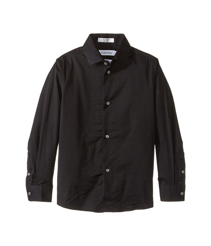 Calvin Klein Kids - Long Sleeve Luster Tonal Stripe Stretch Shirt