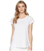 Tribal - Solid Knit Slub Short Sleeve Scoop Neck Top With Back Mesh Detail