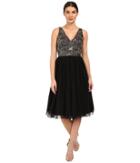 Adrianna Papell - Sleeveless Beaded Bodice Tulle Party Dress
