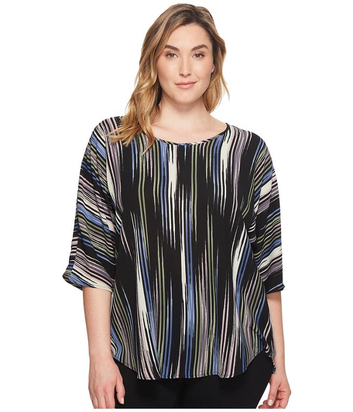 Vince Camuto Specialty Size - Plus Size Elbow Sleeve Colorful Peaks Center Front Seam Blouse