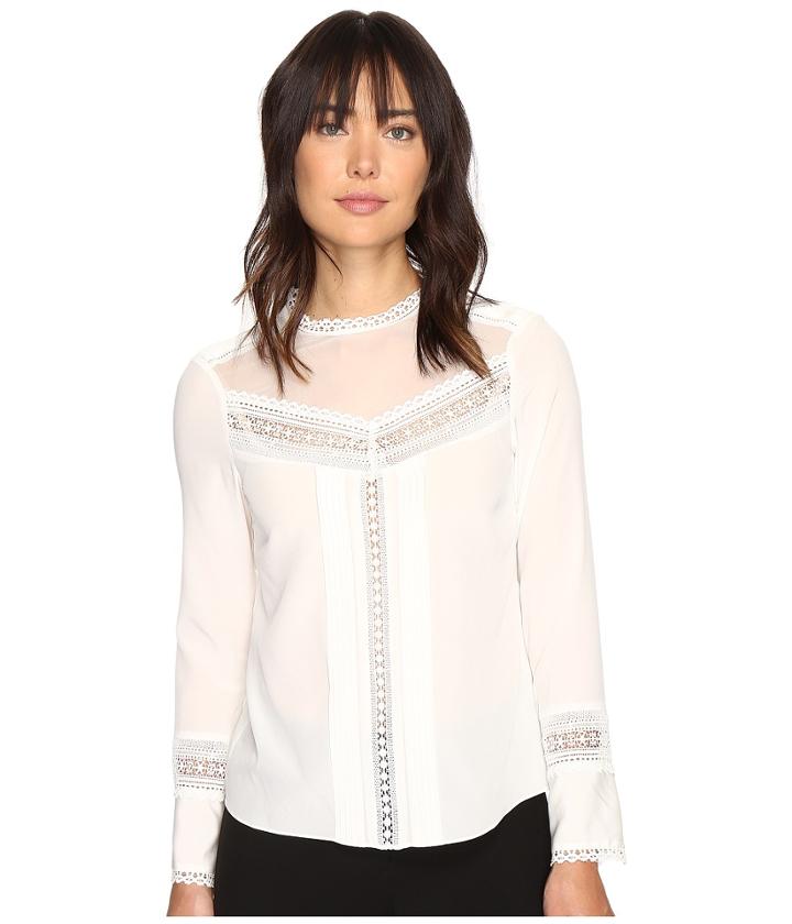 Rebecca Taylor - Long Sleeve Silk And Lace Top