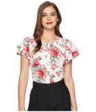 Unique Vintage - Chiffon Cap Sleeve Jeannie Blouse