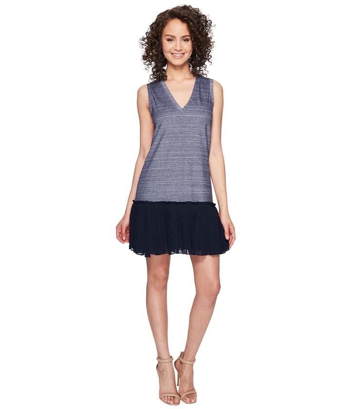 Nicole Miller - Blossom Chambray Silk Combo Dress