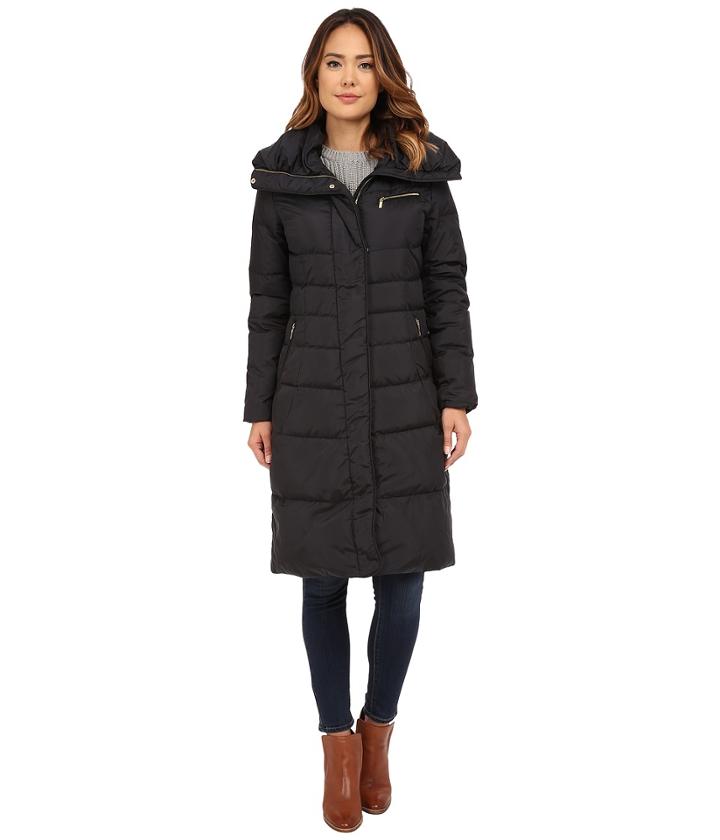 Cole Haan - Single Breast Down Coat With Asymetrical Snap Placket