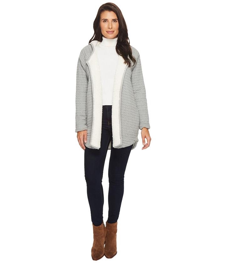 Mod-o-doc - Signature Waffle Faux-sherpa Lined Hooded Cardigan