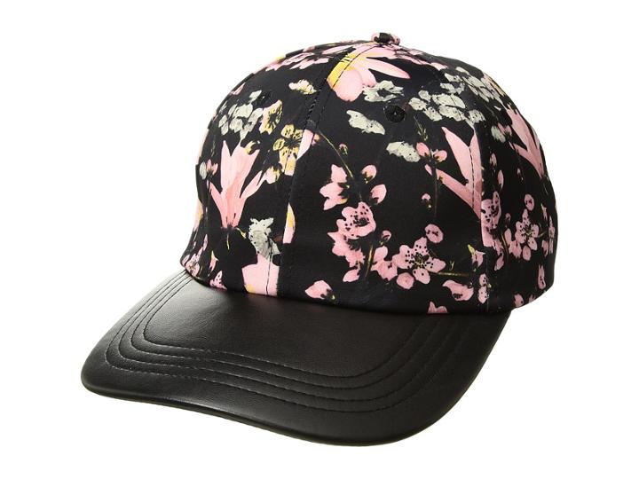 Collection Xiix - Silk Floral Baseball Hat With Pu Brim
