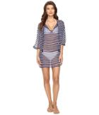 Tommy Bahama - Breton Stripe Tie Front Tunic Cover-up