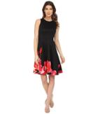 Maggy London - Placed Bloom Printed Scuba Fit And Flare Dress