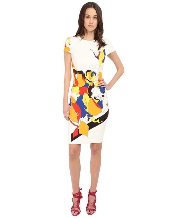 Prabal Gurung - Multi Floral Lace Print Short Sleeve Dress