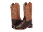 Old West Kids Boots - Brown Croc Print Square Toe Boot