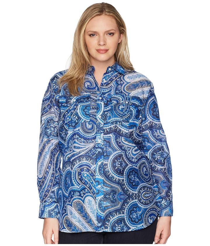 Lauren Ralph Lauren - Plus Size Paisley Silk-blend Shirt