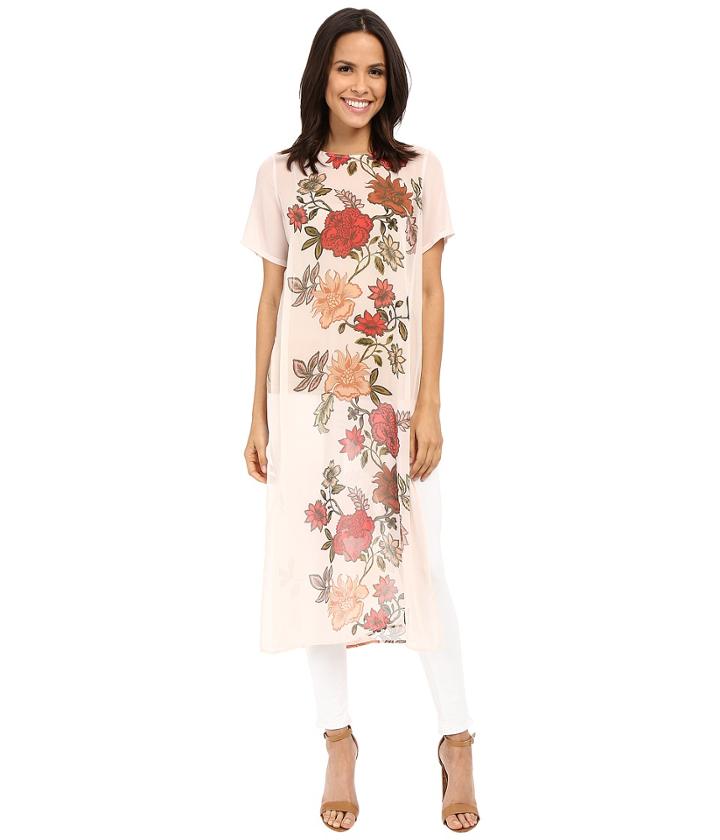 Vince Camuto - Short Sleeve Floral Portrait Panel Long Tunic