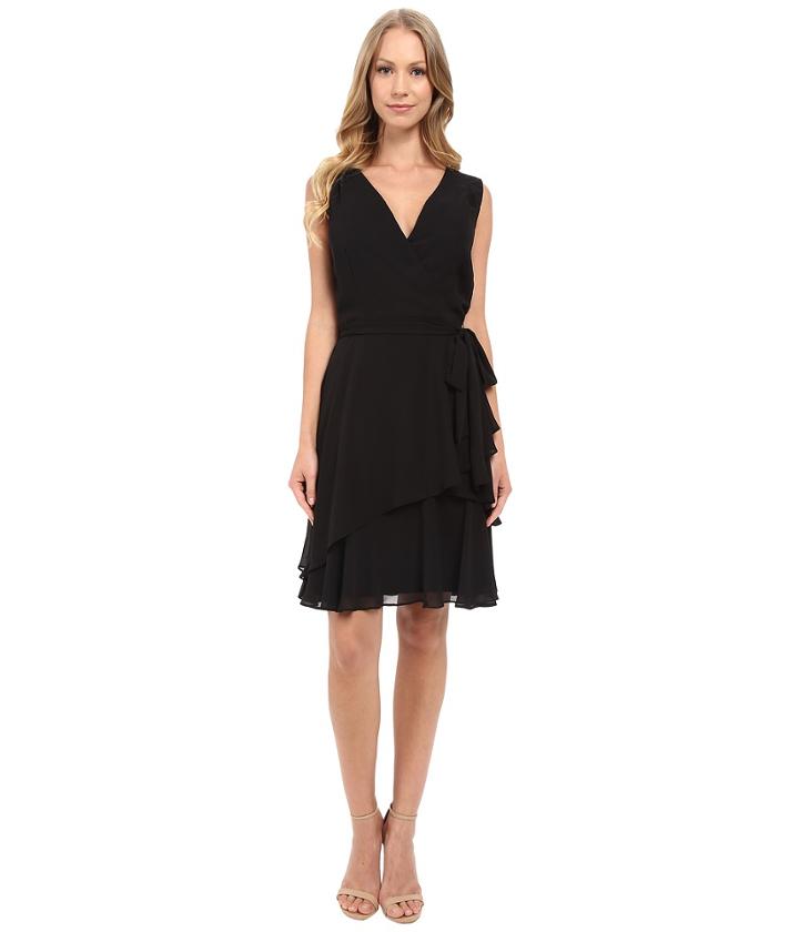 Tahari By Asl - V-neck Chiffon W/ Ruffled Skirt