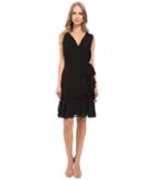 Tahari By Asl - V-neck Chiffon W/ Ruffled Skirt