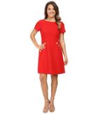Tahari By Asl Petite - Petite Crepe Button Pocket Fit And Flare