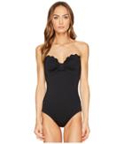 Kate Spade New York - Core Solids #79 Scalloped Bandeau One-piece W/ Removable Soft Cups Straps