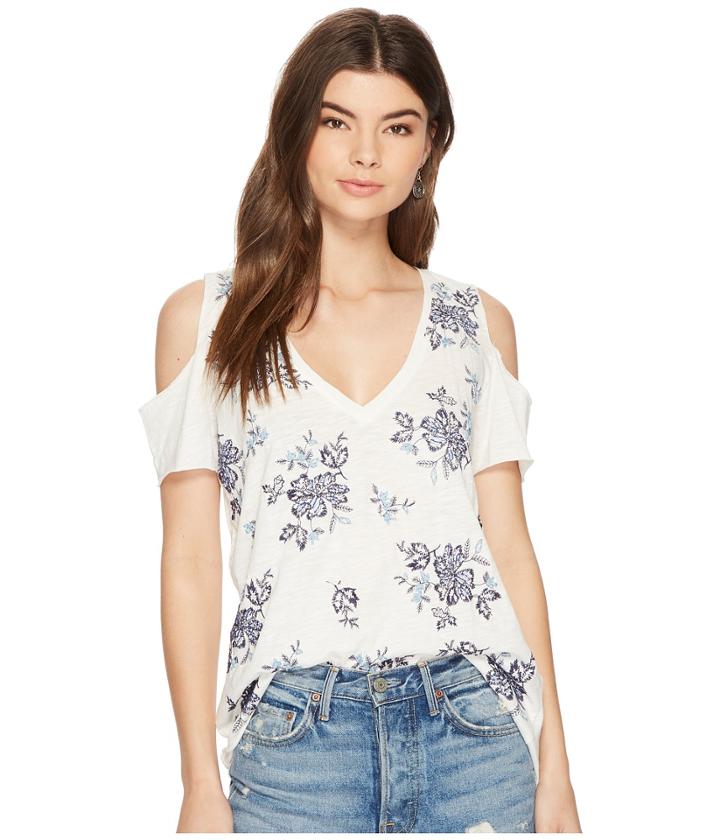 Lucky Brand - Floral Embroidered Tee