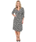 Vince Camuto Plus - Plus Size 3/4 Sleeve Random Dabs Faux Wrap Dress