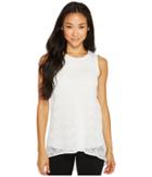 Vince Camuto Specialty Size - Petite Sleeveless Herringbone Lace High-low Hem Blouse