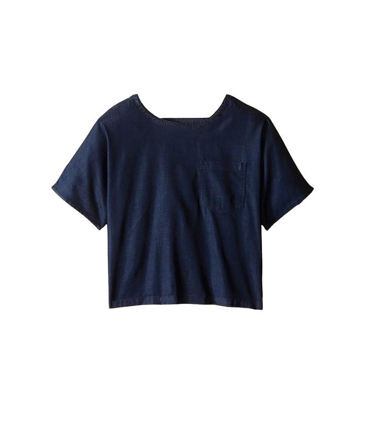 7 For All Mankind Kids - Textured Linen Blend Shortall In Indigo