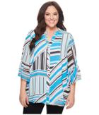 Calvin Klein Plus - Plus Size Button Front Print Flare Sleeve Blouse