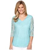 Tribal - 3/4 Sleeve V-neck Burnout Top