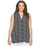 Vince Camuto Specialty Size - Plus Size Sleeveless Delicate Pebbles V-neck Top With Chiffon Seam