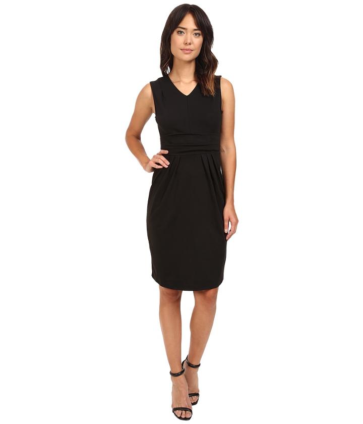 Christin Michaels - Kassandra V-neck Ponte Dress With Cinched Waist