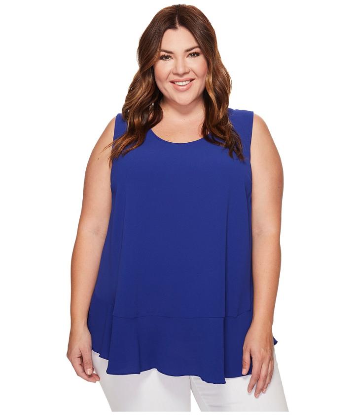 Vince Camuto Specialty Size - Plus Size Sleeveless Ruffle Hem Texture Blouse