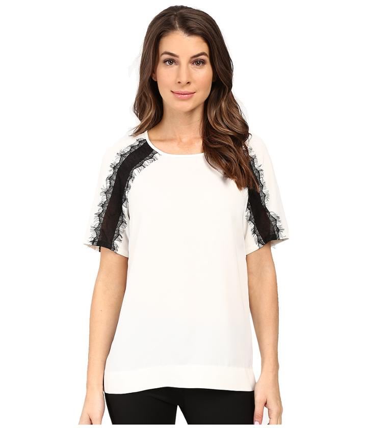 Calvin Klein - Short Sleeve Top W/ Lace Shoulder