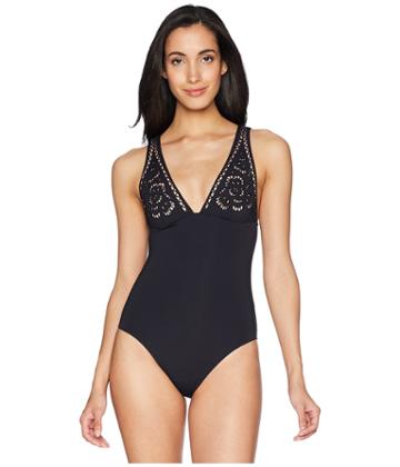 Seafolly - Dawn To Dusk Embroidered V-neck Maillot
